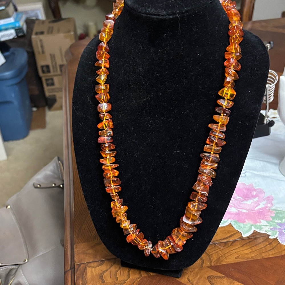 Vibrant Amber Beaded Necklace